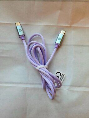 120W USB-C Fast Charging 1.5m/4.92ft Cable Light Purple NEW For Samsung iPhone